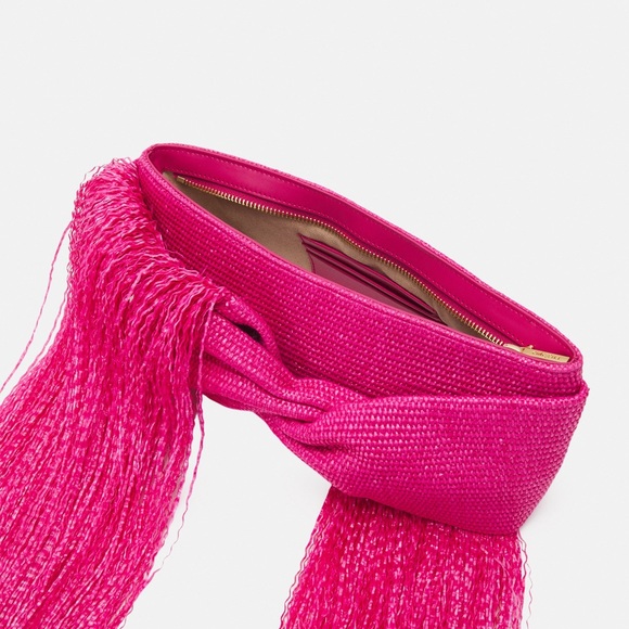 *SOLD* NWT Cult Gaia Banu Mini Fringe Clutch Qajar Rose - Picture 3 of 16